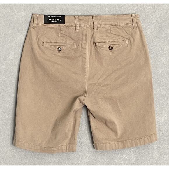 Liverpool Los Angeles Men's 30W Khaki Trouser Short Stretch Flat Front NEW - Picture 6 of 13